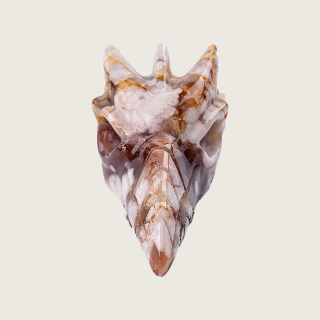 3.1" Sakura Agate Phoenix Skull Carving  #CSC0002