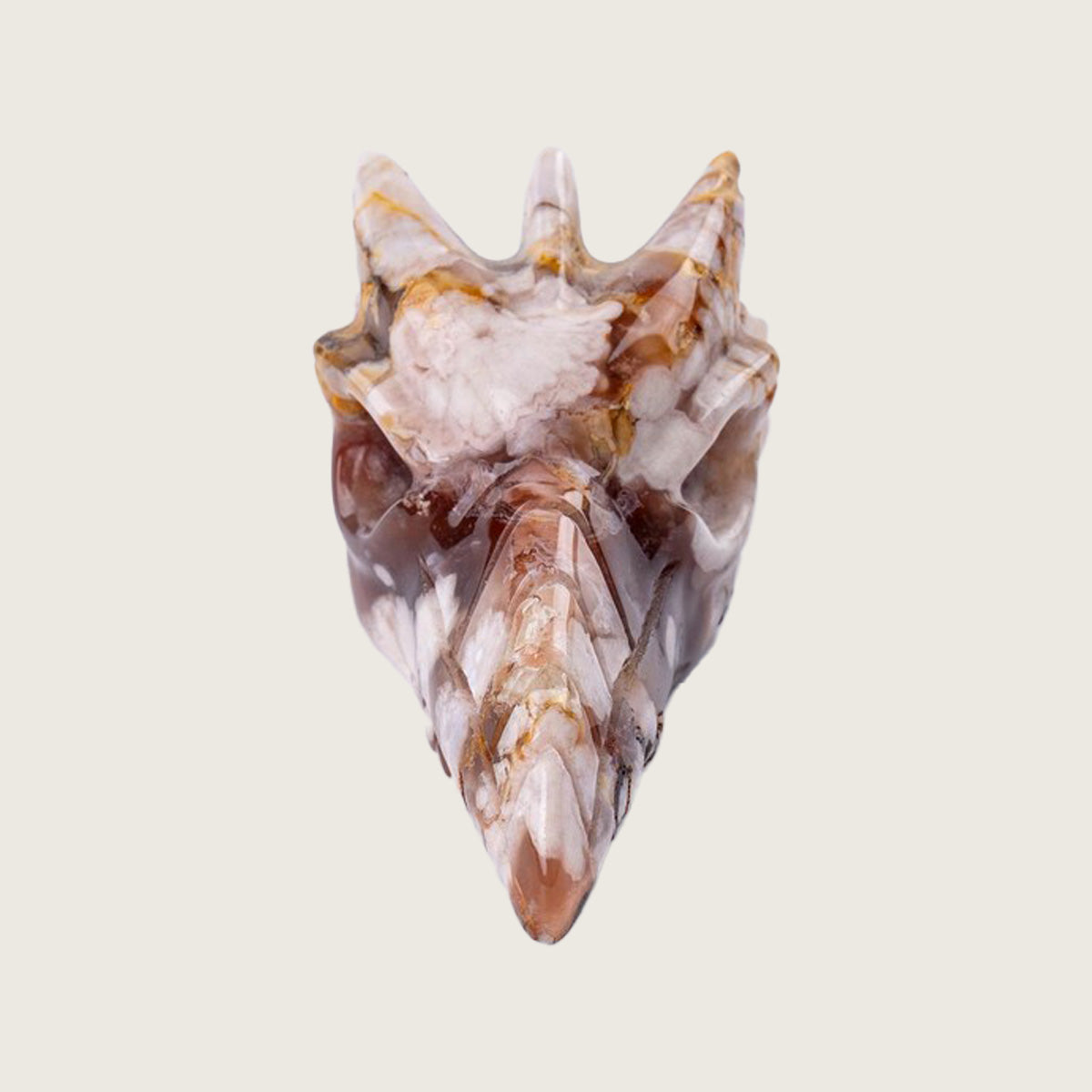 3.1" Sakura Agate Phoenix Skull Carving  #CSC0002