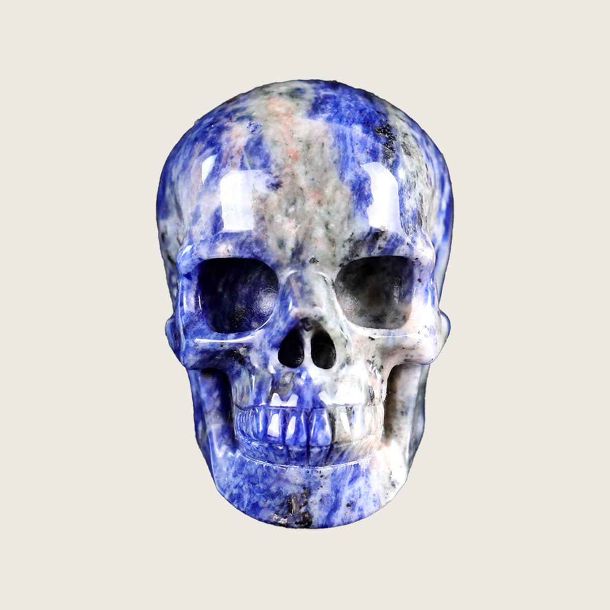 3.0" Sodalite Human Skull Carving  #SKH30002
