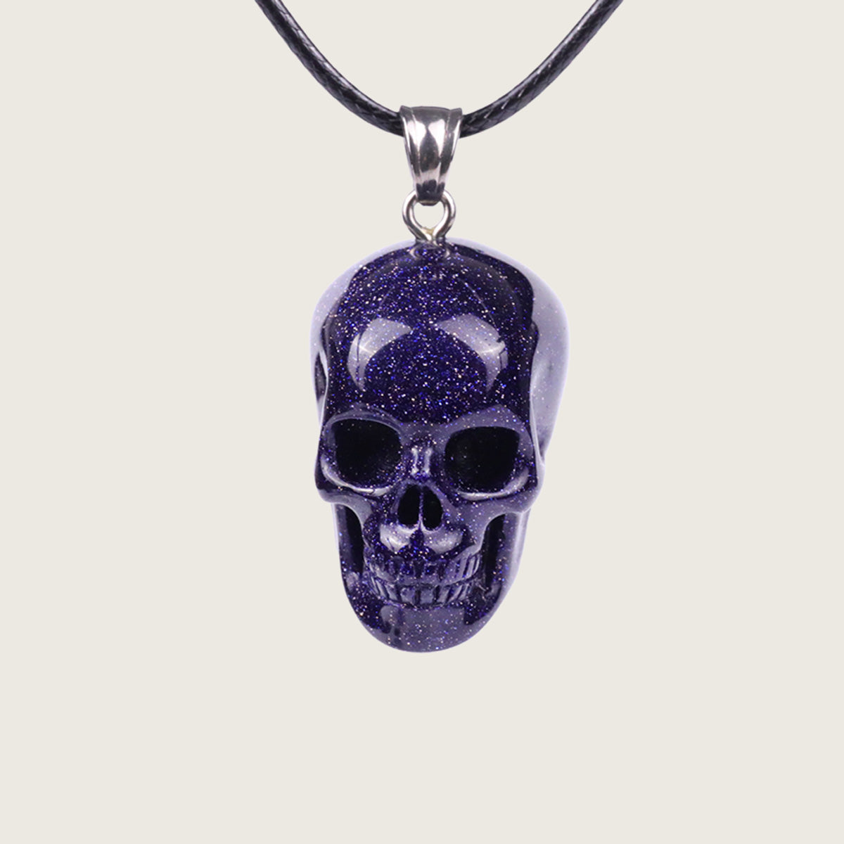 1.1" Blue Goldstone Skull Pendant Carving  #CSC0022
