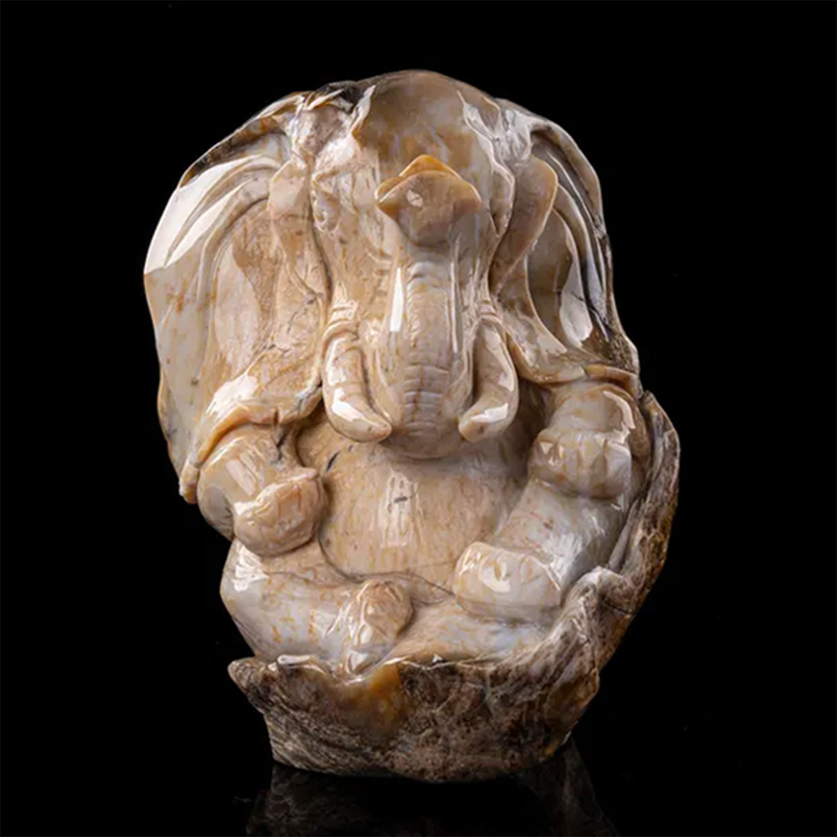 10.5" Yellow Chalcedony Seated Elephant  #CTC0089