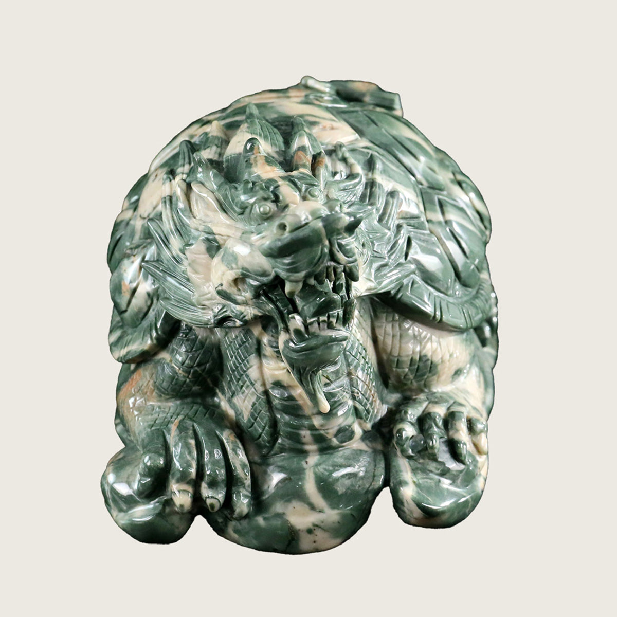 6.2" Jiulong Jade Dragon Turtle Carving  #CTC0018