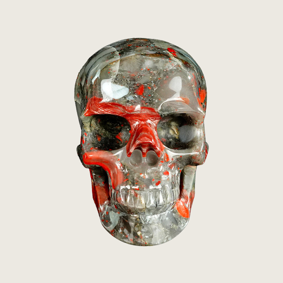 4.5" African Bloodstone Crystal Skull Carving  #SKH45021