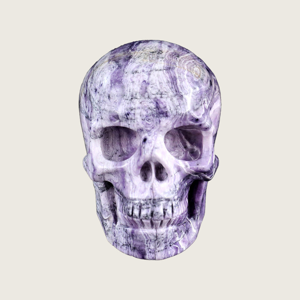 3.0" Purple Malachite Crystal Skull Carving  #SKH30030