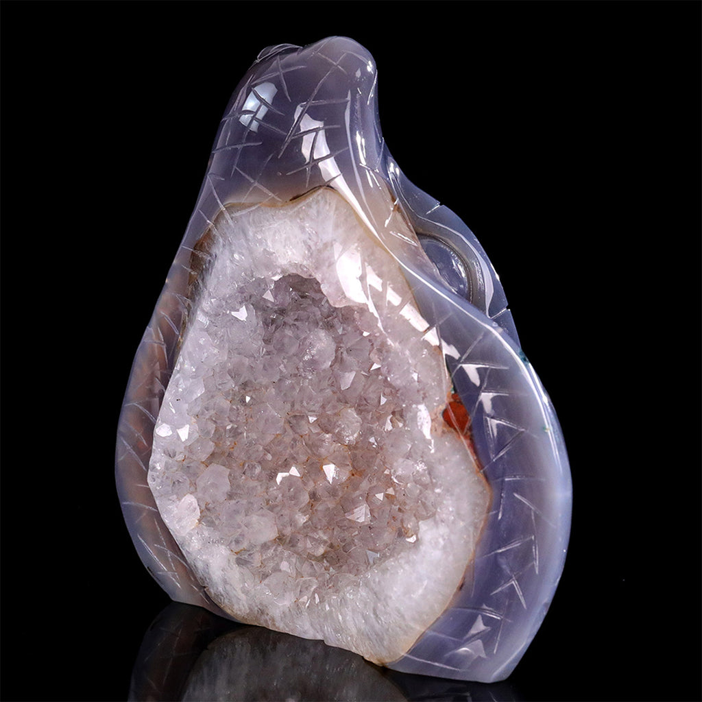 6.0"Geode Agate Snake Head Carving  #GDC0026