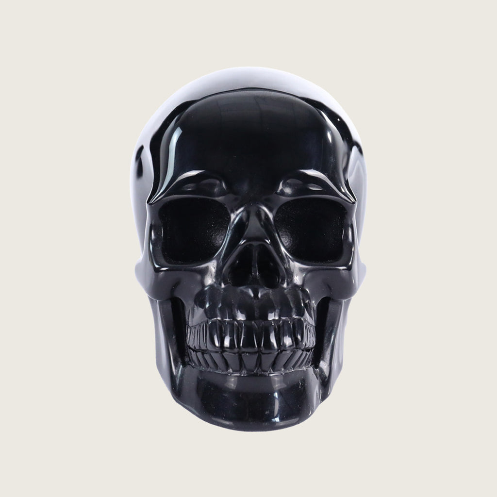 3.0" Black Obsidian Human Skull Carving  #SKH30025
