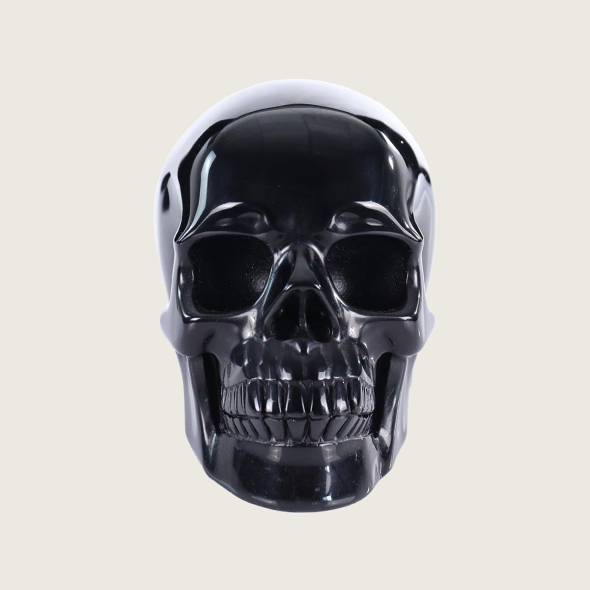 3.0" Black Obsidian Human Skull Carving  #SKH30025