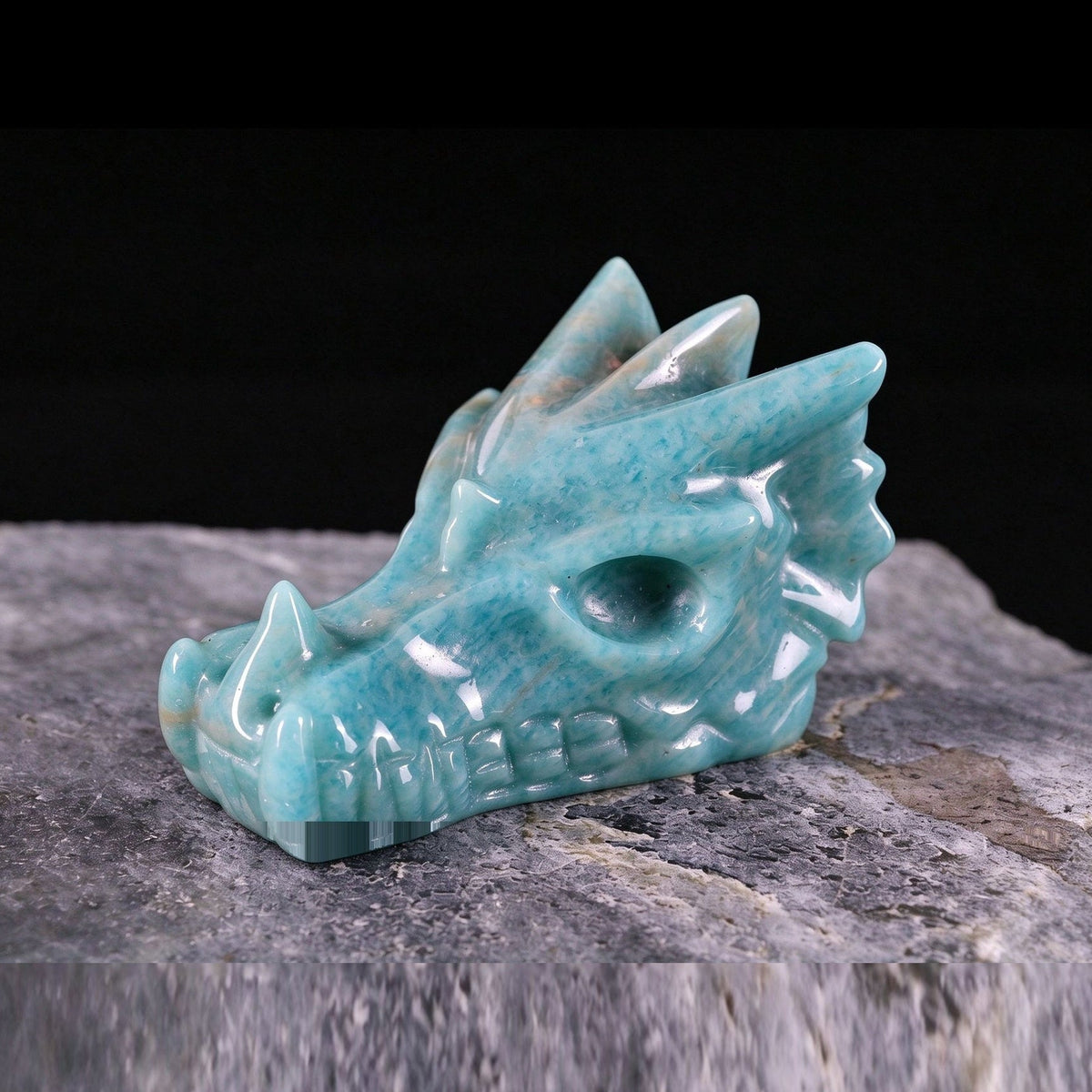 2.5" Amazonite Dragon Skull Carving  #CSC0025