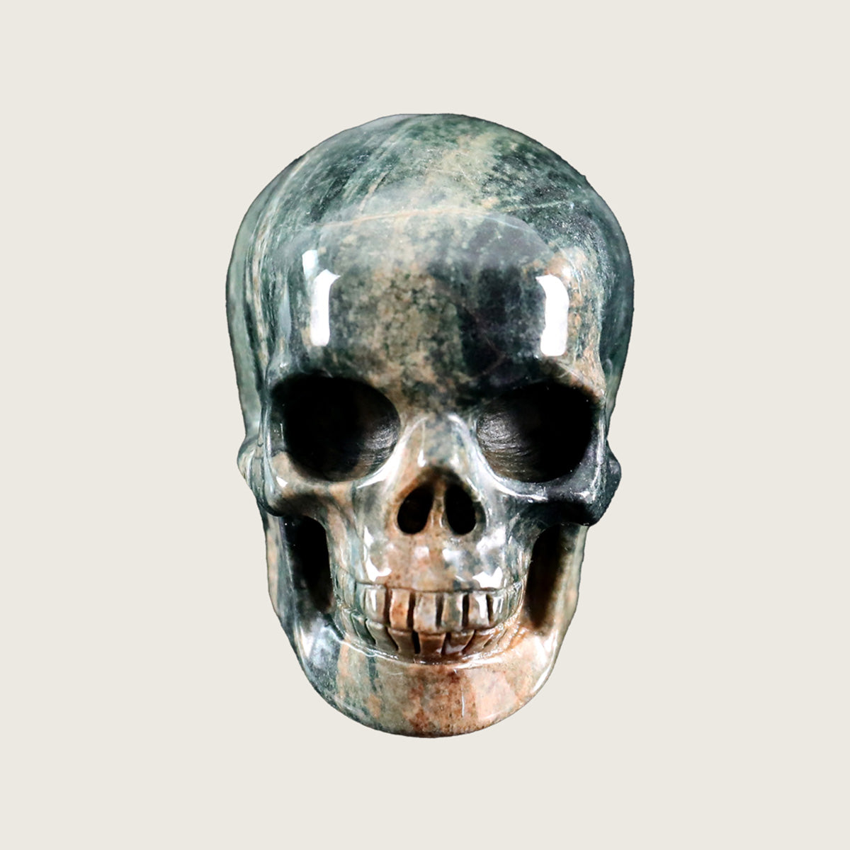 2.2" Nine Dragon Jade Human Skull Carving  #SKH22004