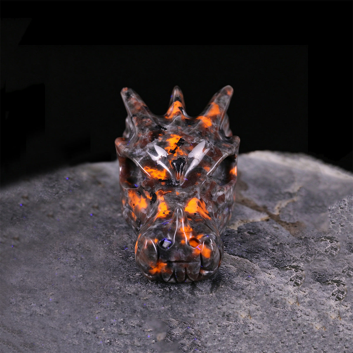 2.5" Fire Stone Dragon Skull Carving  #CSC0050