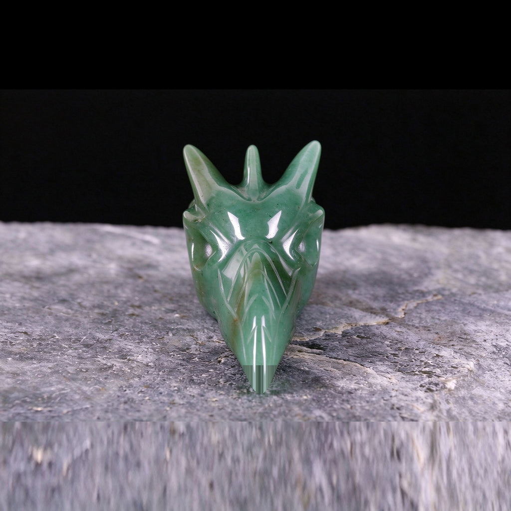 2.5" Green Aventurine Phoenix Skull Carving  #CSC0024