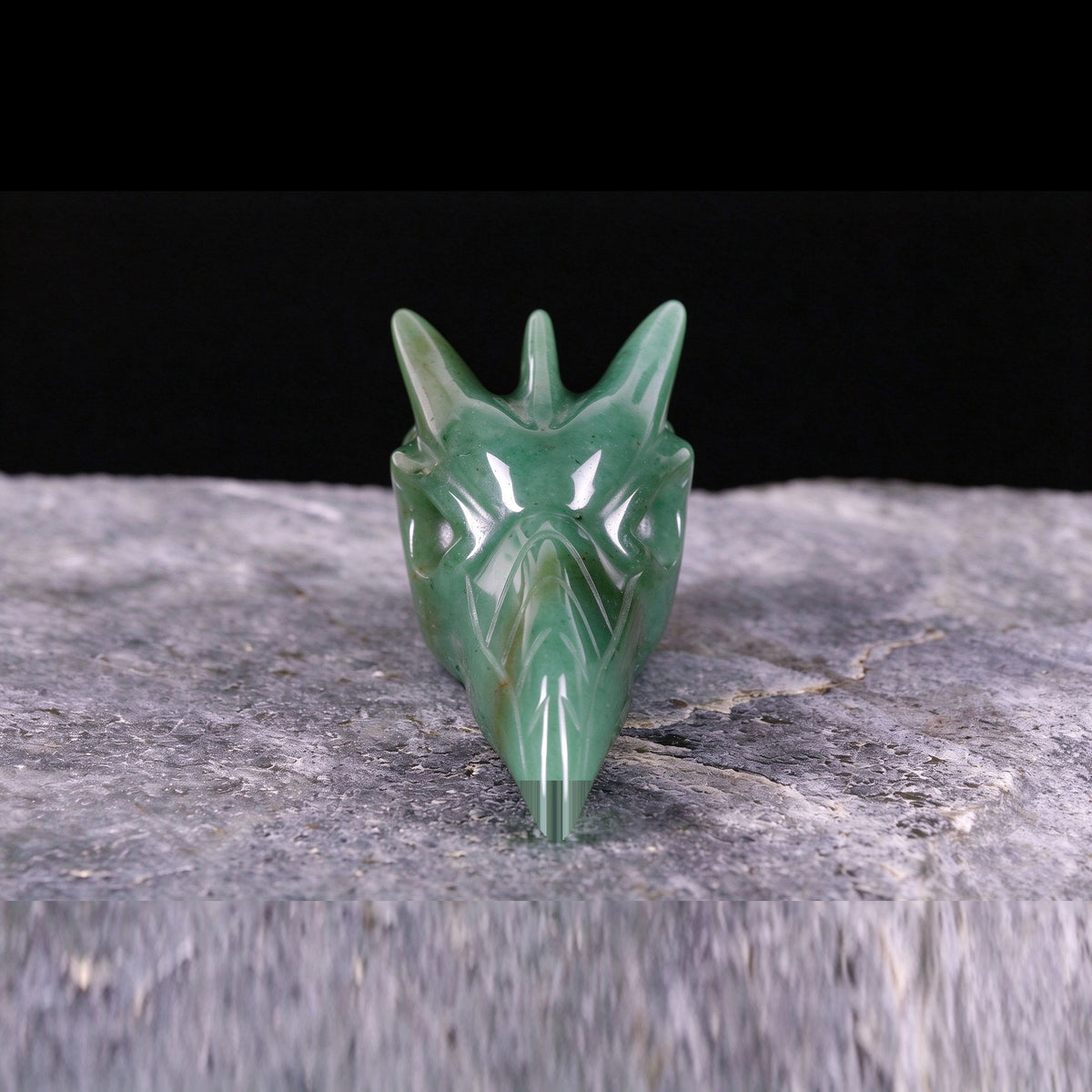 2.5" Green Aventurine Phoenix Skull Carving  #CSC0024