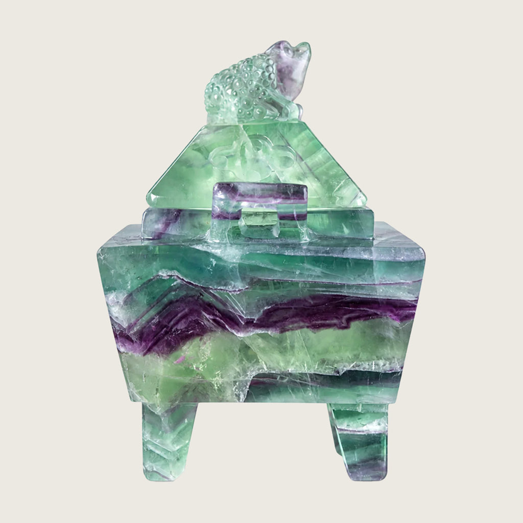 4.3" Fluorite Crystal Censer Carving  #CTC0046