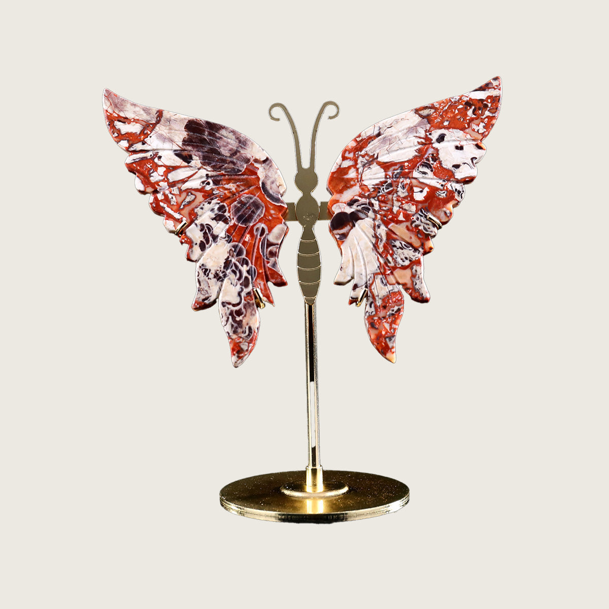 5.0" Coin Agate Butterfly Wings Carving  #CHA0004