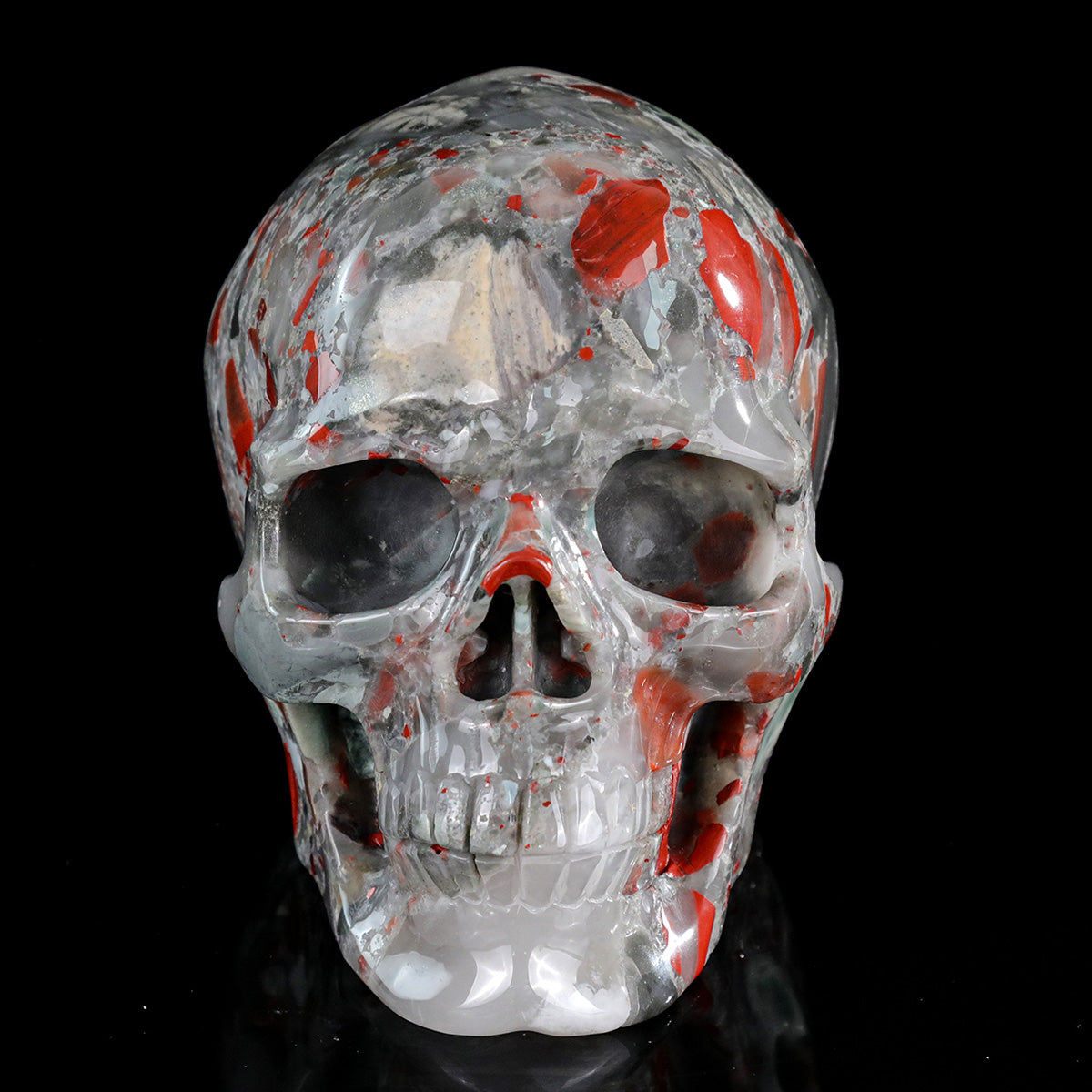 6.8" African Bloodstone Crystal Skull Carving  #SCS0026