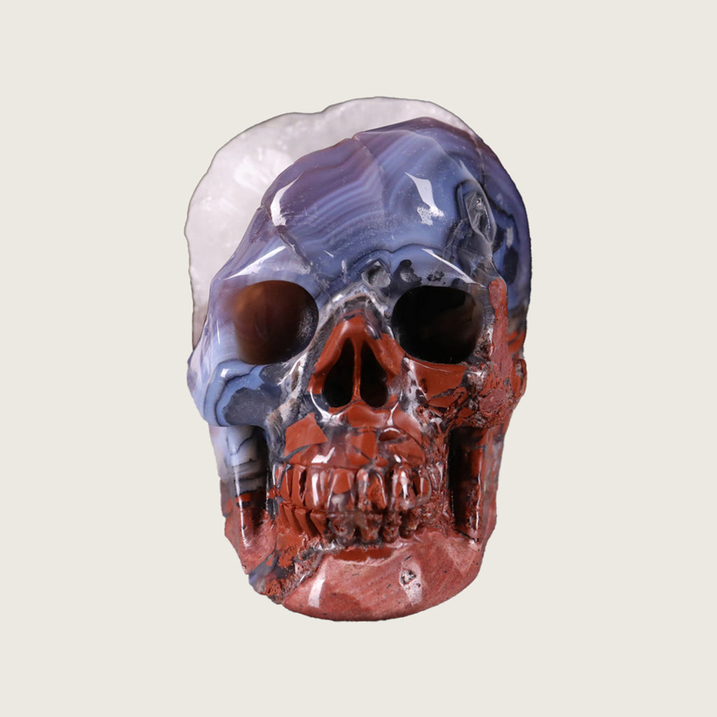 3.0" Volcanic Agate Human Skull Carving  #SKH30023