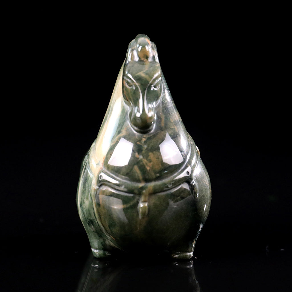 3.0" Jiulong Jade Tang Horse Carving  #CHA0026