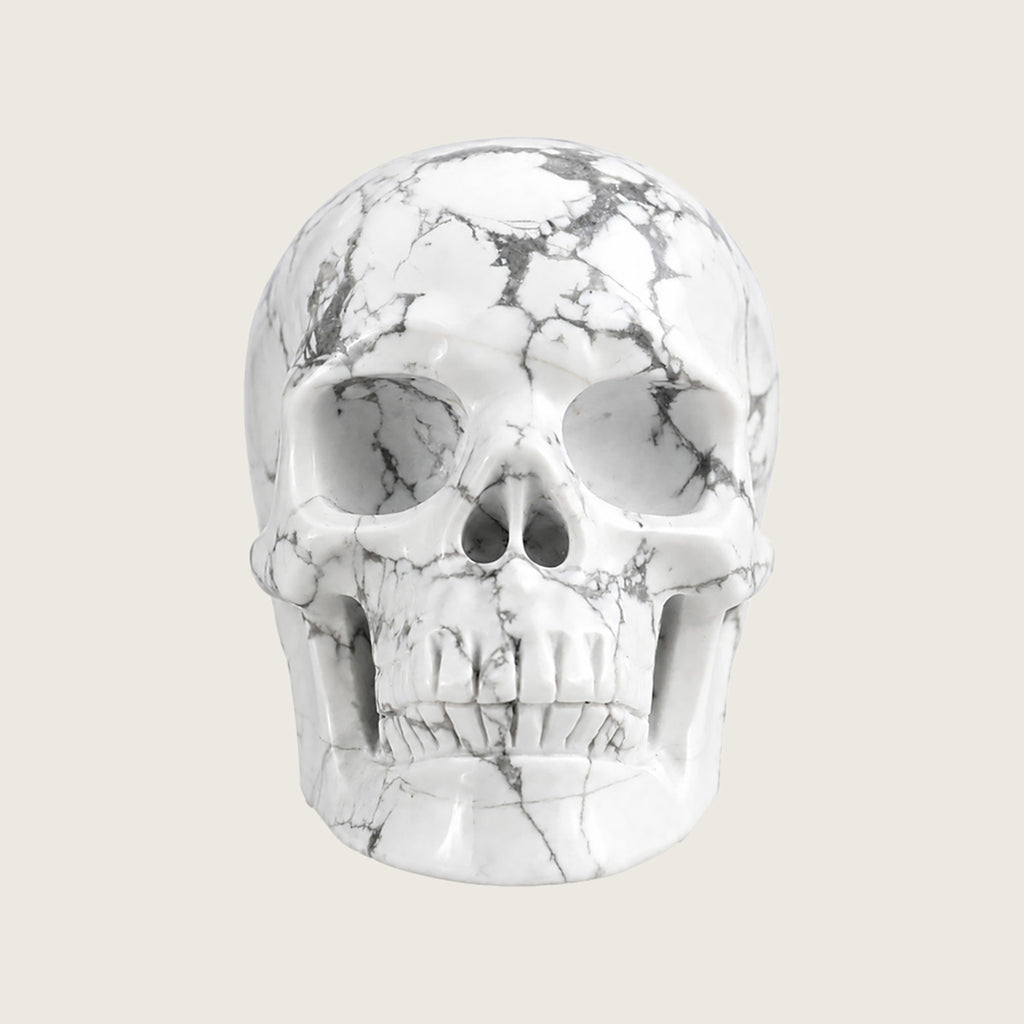 3.0" Howlite Crystal Skull Carving  #SKH30051