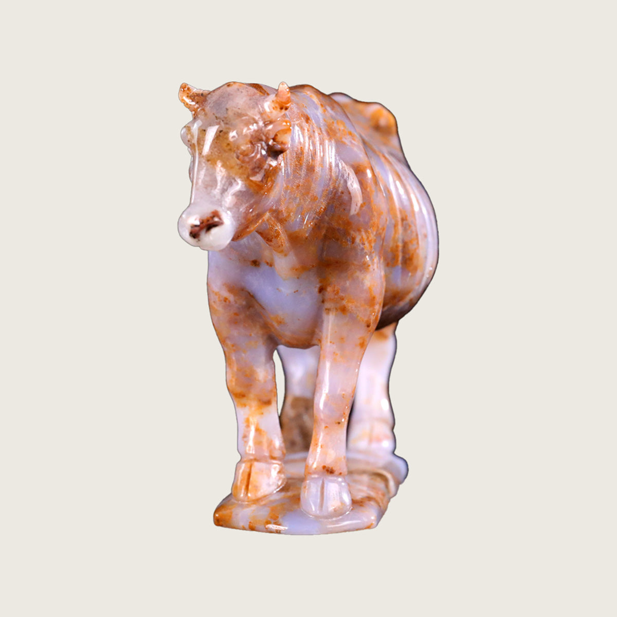 5.3" Chalcedony Jasper Cow Carving  #CTC0059