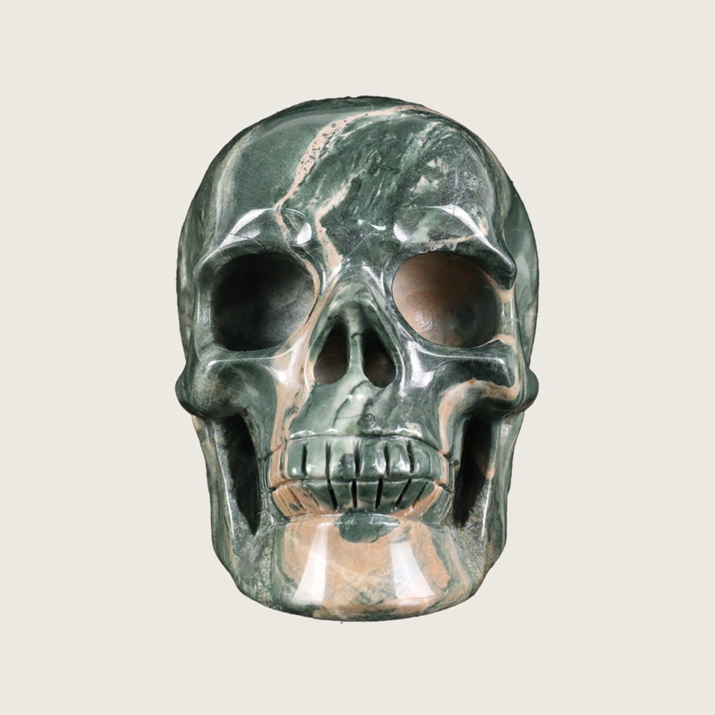 4.5" Nine Dragon Jade Crystal Skull Carving  #SKH45013