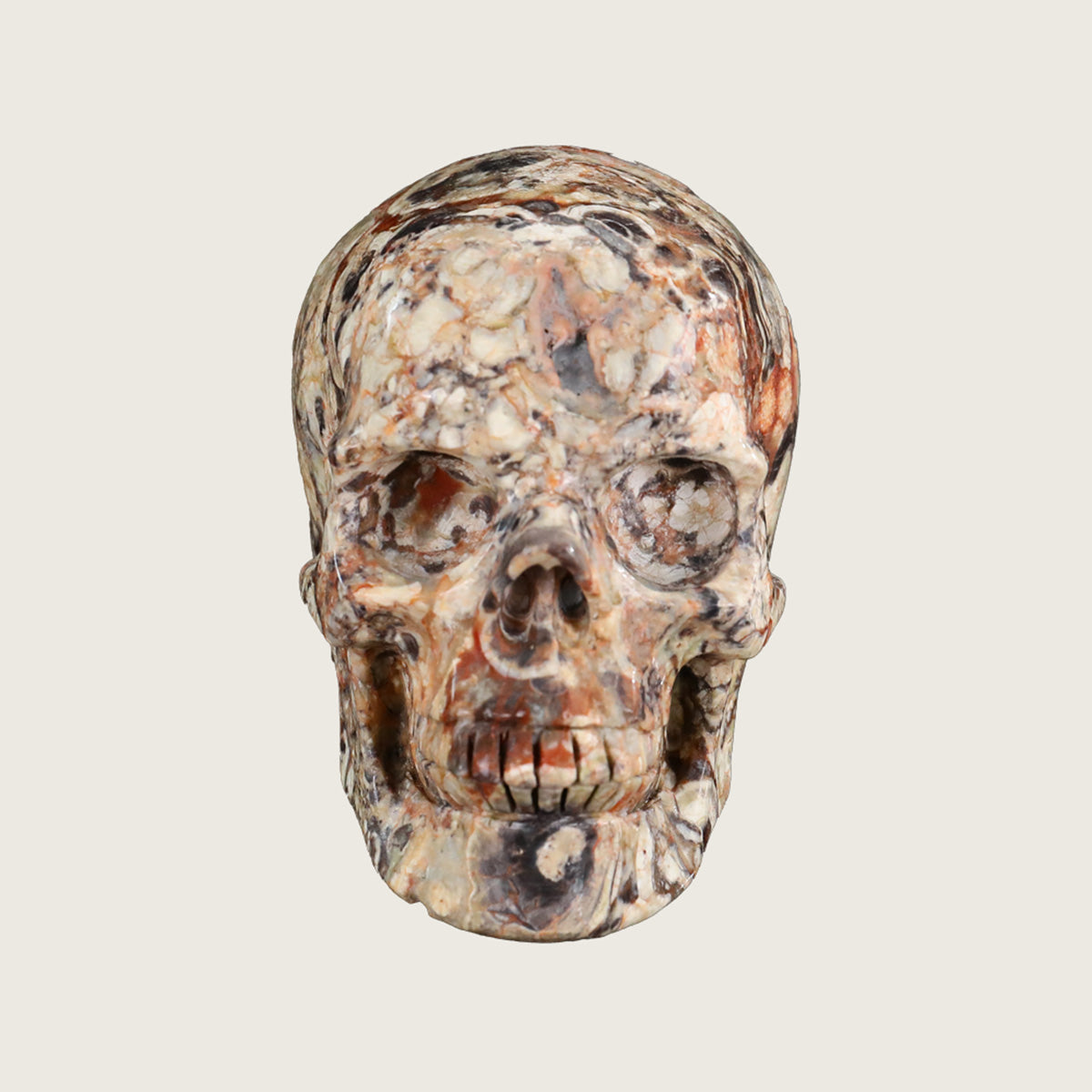 4.5" Coin Agate Crystal Skull Carving  #SKH45025