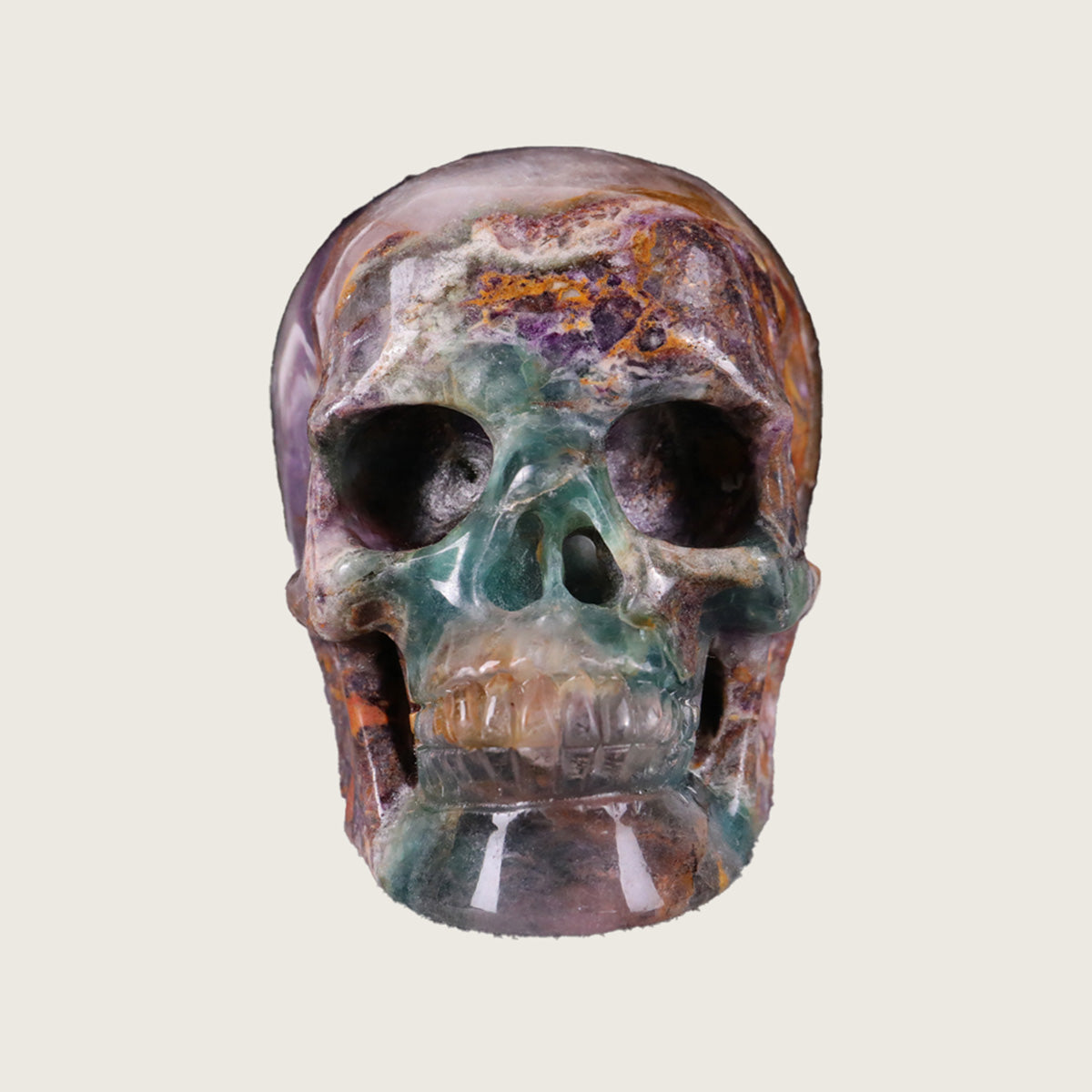 3.0" Fluorite Human Skull Carving  #SKH30022
