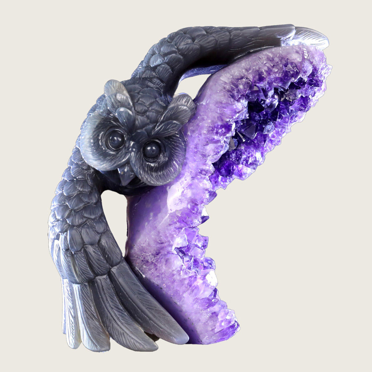 4.6" Druzy Agate Geode Carving  #GDC0012