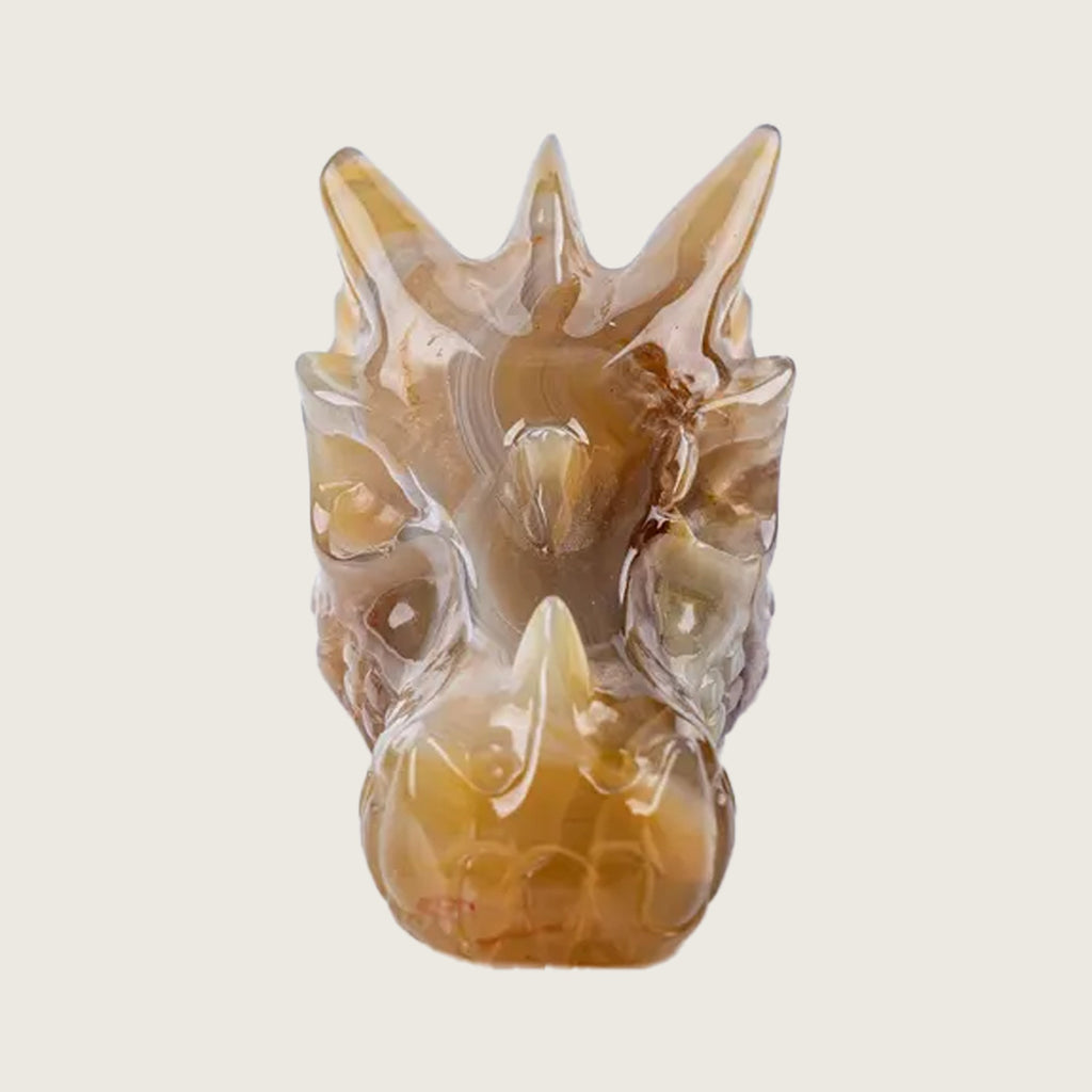 3.1" Sakura Agate Dragon Skull Carving  #CSC0007