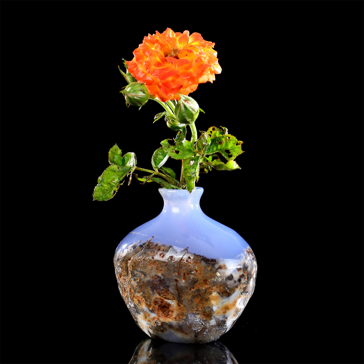 3.0" Blue Chalcedony Crystal Vase Carving  #CHA0038