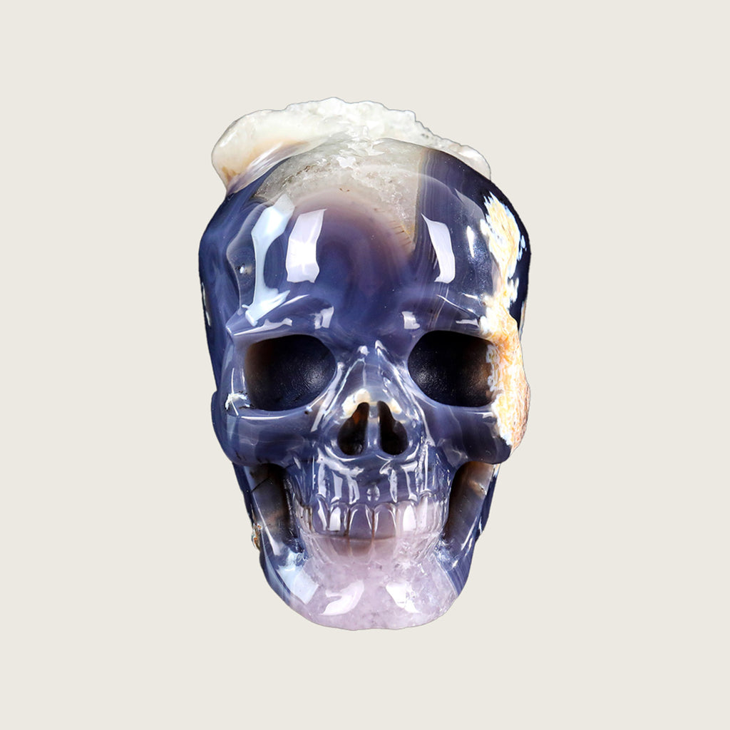 6.0" Geode Agate Crystal Skull Carving  #SCS0018