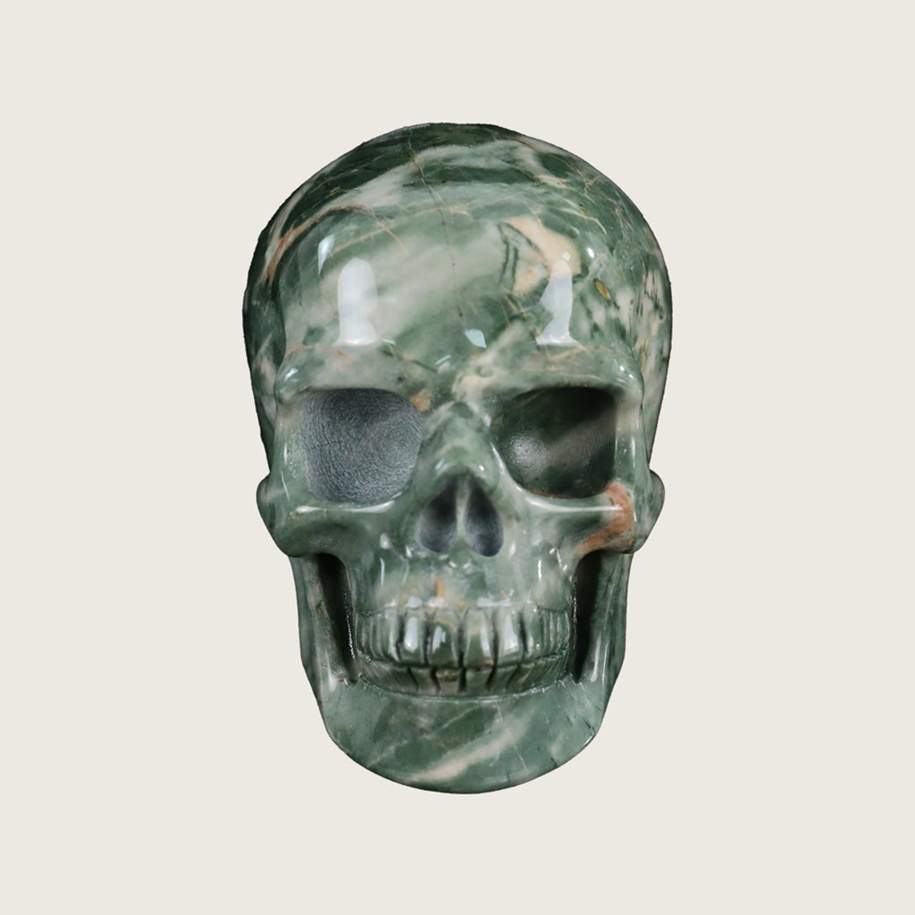 3.0" Nine Dragon Jade Crystal Skull Carving  #SKH30062