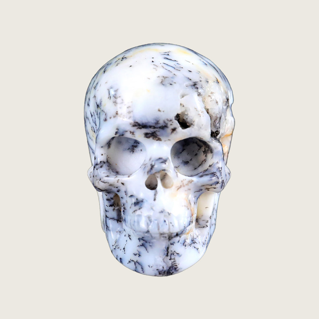 2.2" White Opal Crystal Skull Carving  #SKH22044