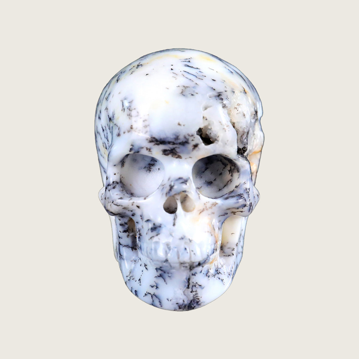 2.2" White Opal Crystal Skull Carving  #SKH22044