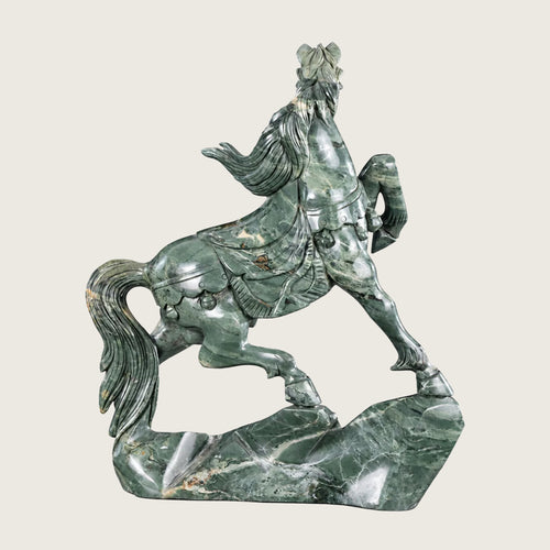 13.0" Jiulong Jade Horse Sculpture Carving  #CTC0030