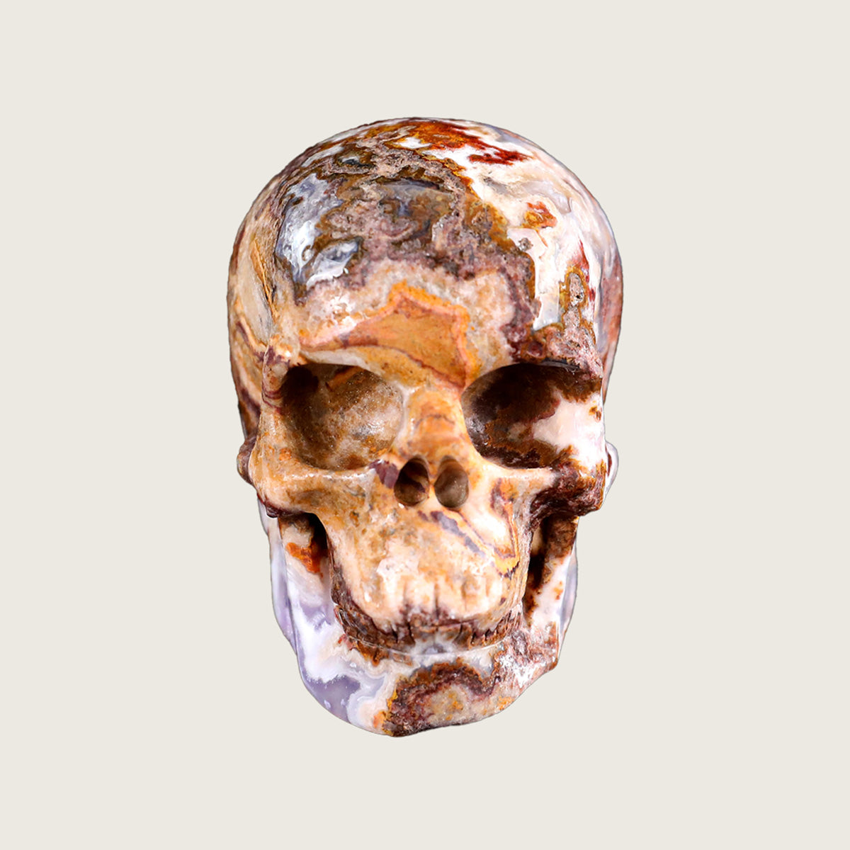 3.0" Red Crazy Lace Agate Crystal Skull Carving  #SKH30033
