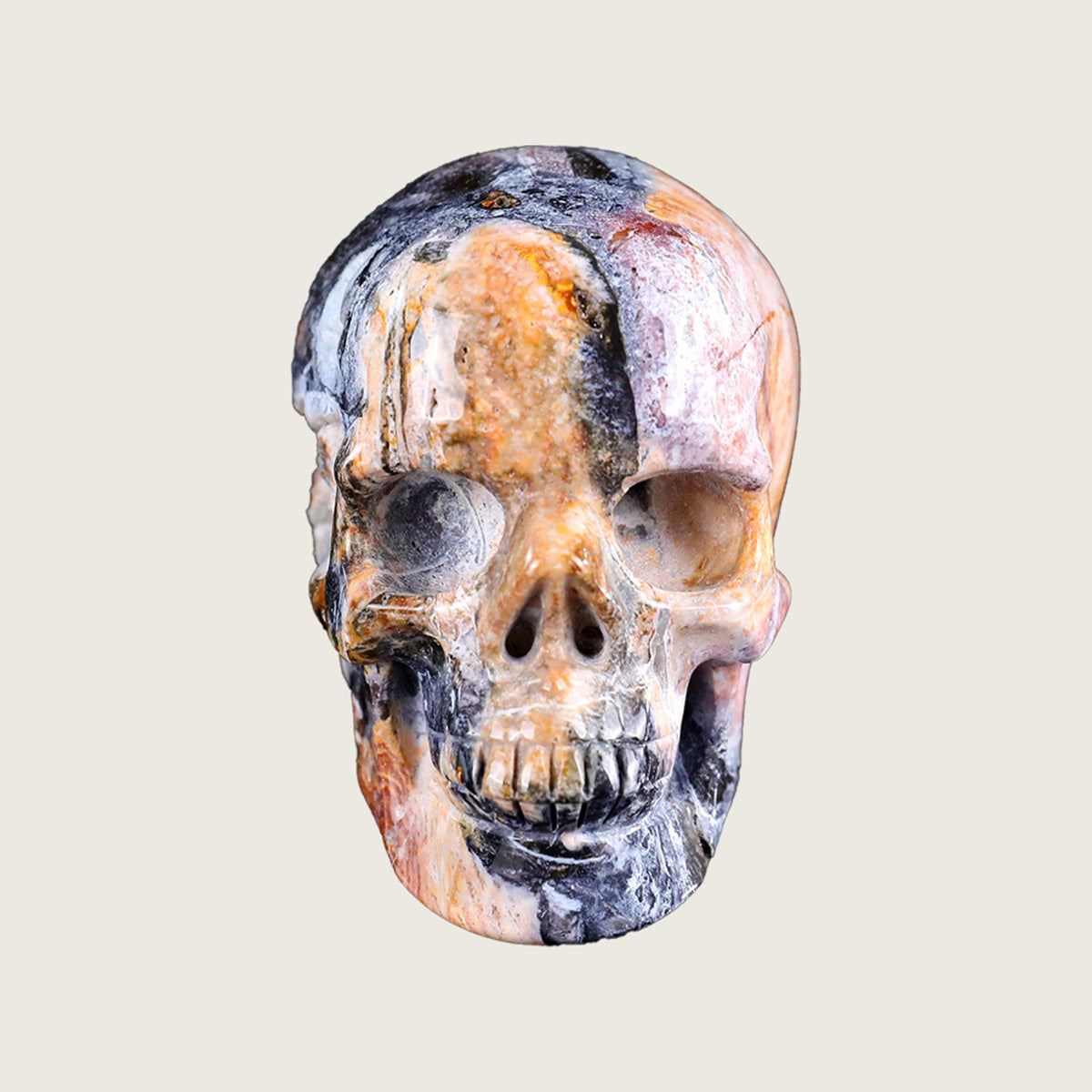 3.0" Crazy Agate Crystal Skull Carving  #SKH30027