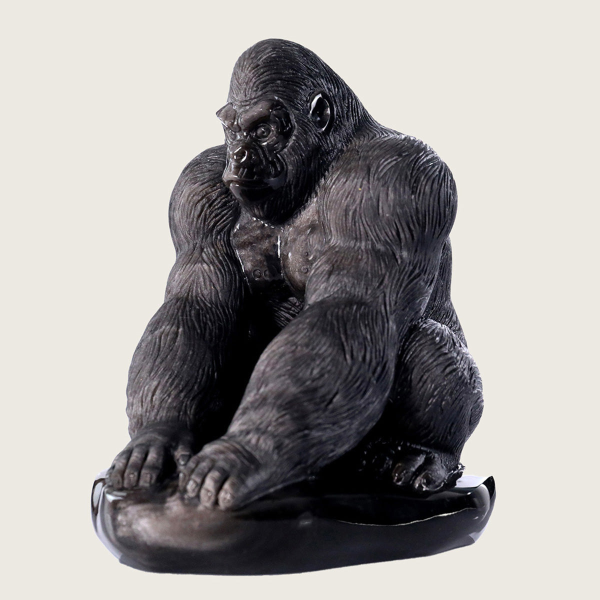 4.0" Silver Obsidian Gorilla Carving  #CTC0012