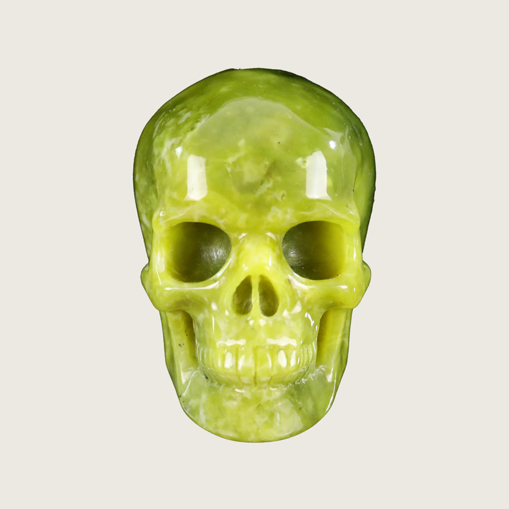 3.0" Xiuyan Jade Crystal Skull Carving  #SKH30067