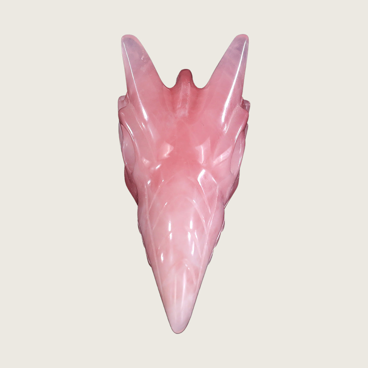 3.7" Rose Quartz Phoenix Skull Carving  #CSC0008