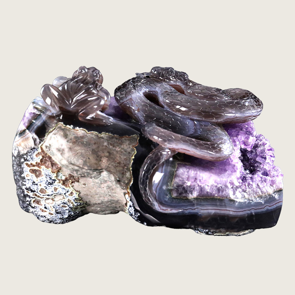 7.5" Druzy Agate Geode Carving  #GDC0006