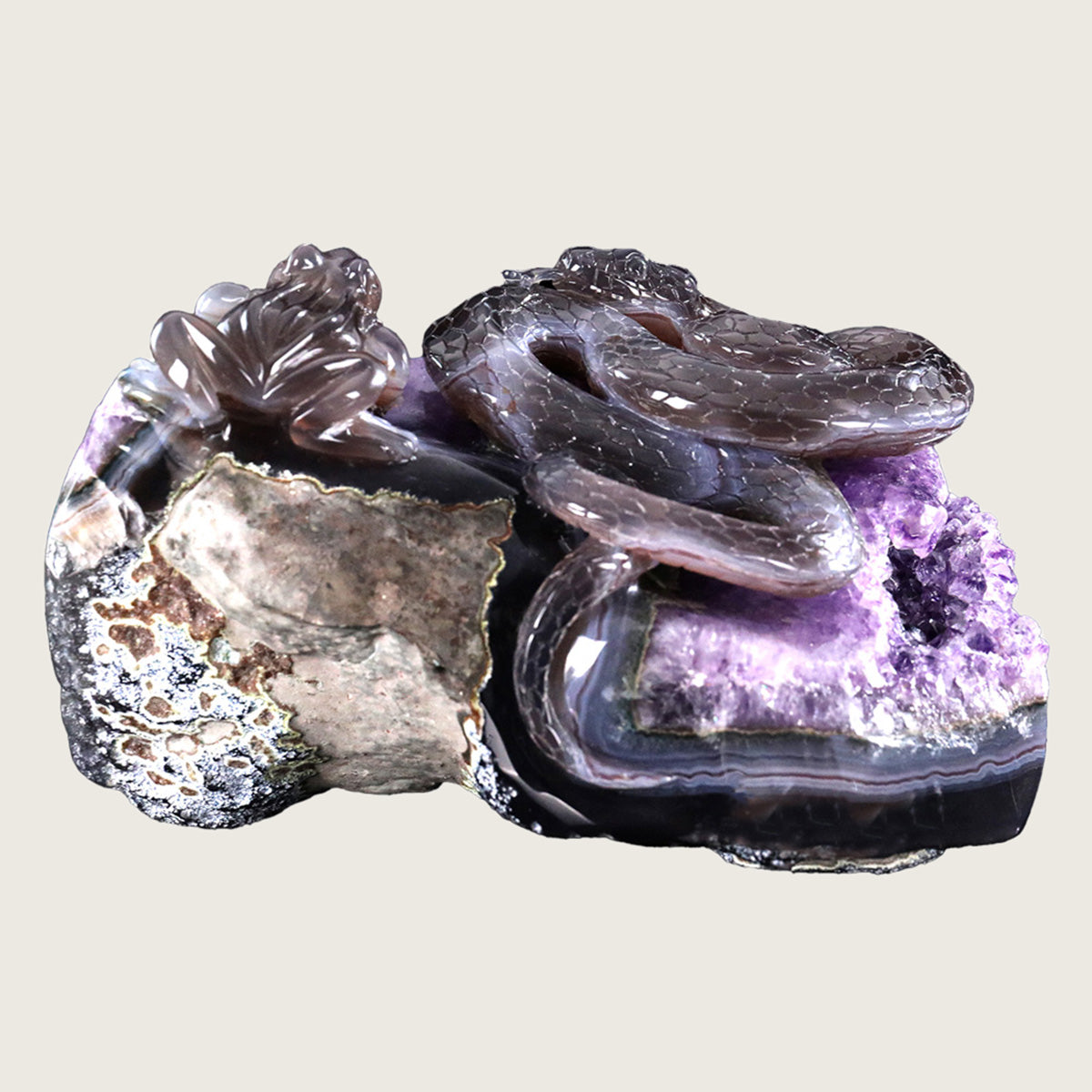 7.5" Druzy Agate Geode Carving  #GDC0006