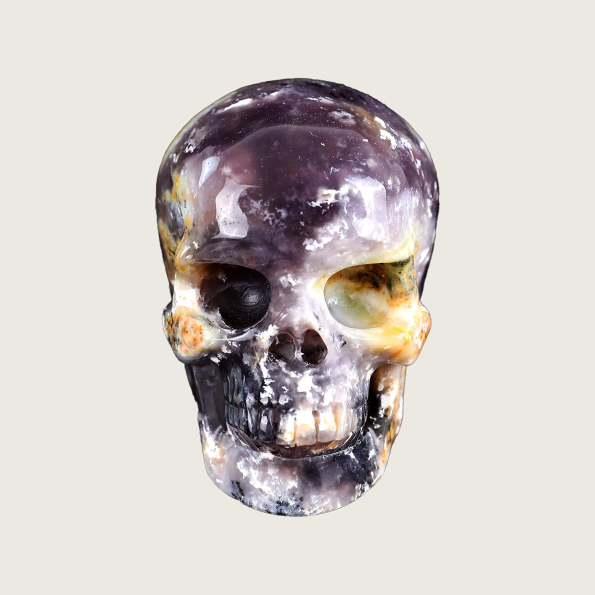 3.0" White Opal Crystal Skull Carving  #SKH30079
