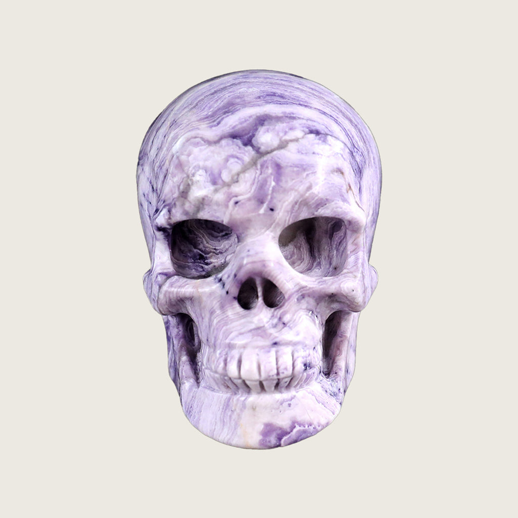 3.0" Purple Malachite Human Skull Carving  #SKH30007