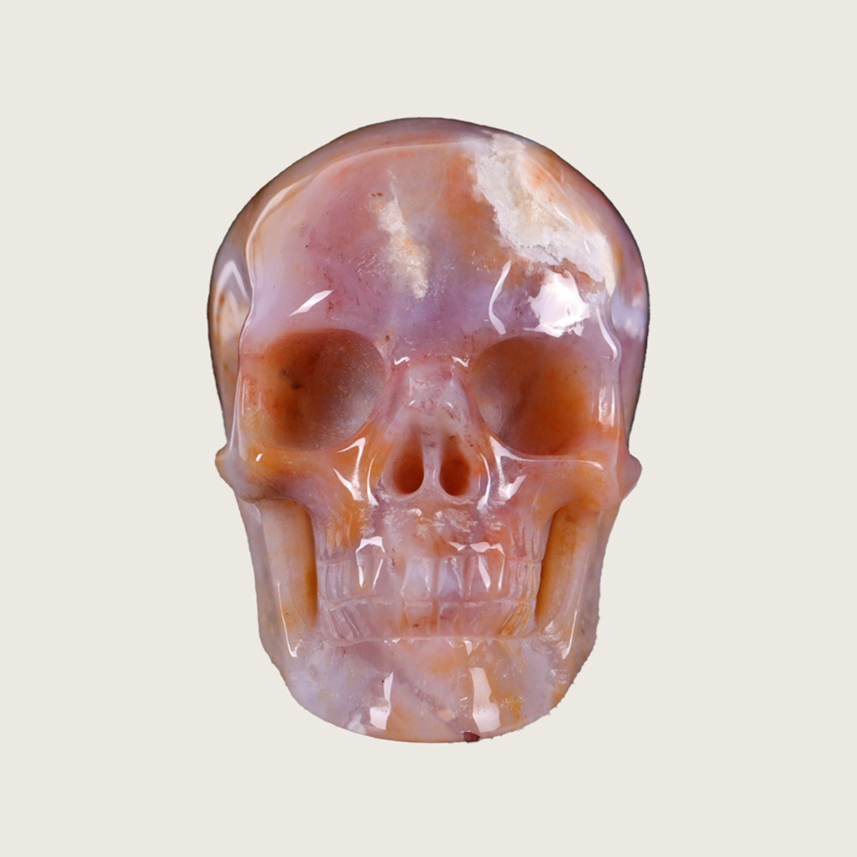 3.0" Chalcedony Jasper Human Skull Carving  #SKH30020