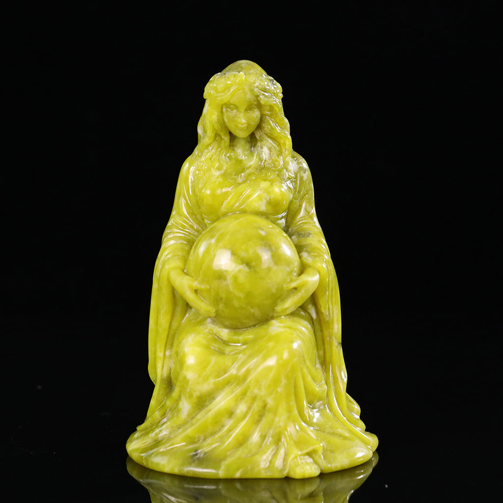 3.0" Xiuyan Jade Mother Earth Carving  #CTC0067
