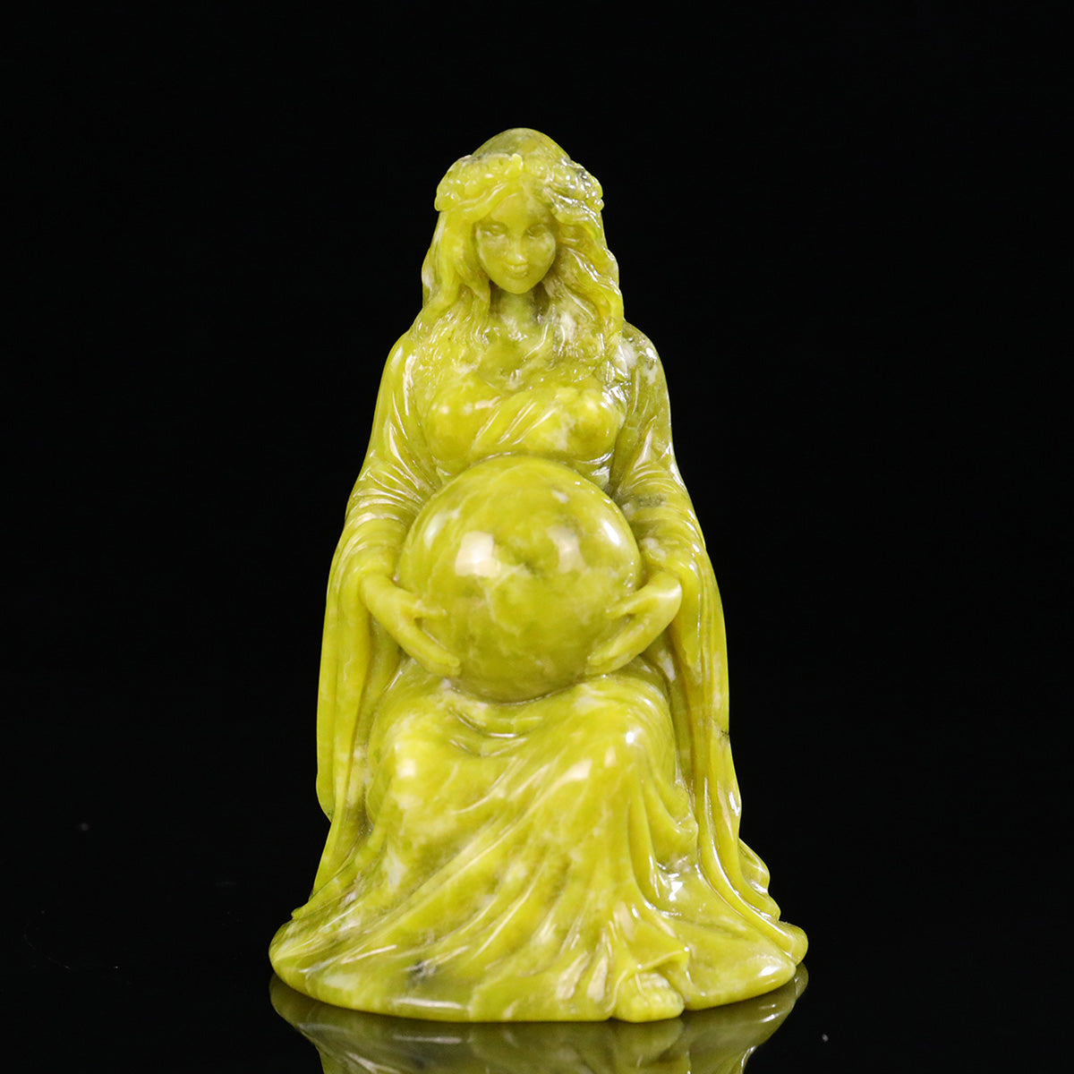 3.0" Xiuyan Jade Mother Earth Carving  #CTC0067