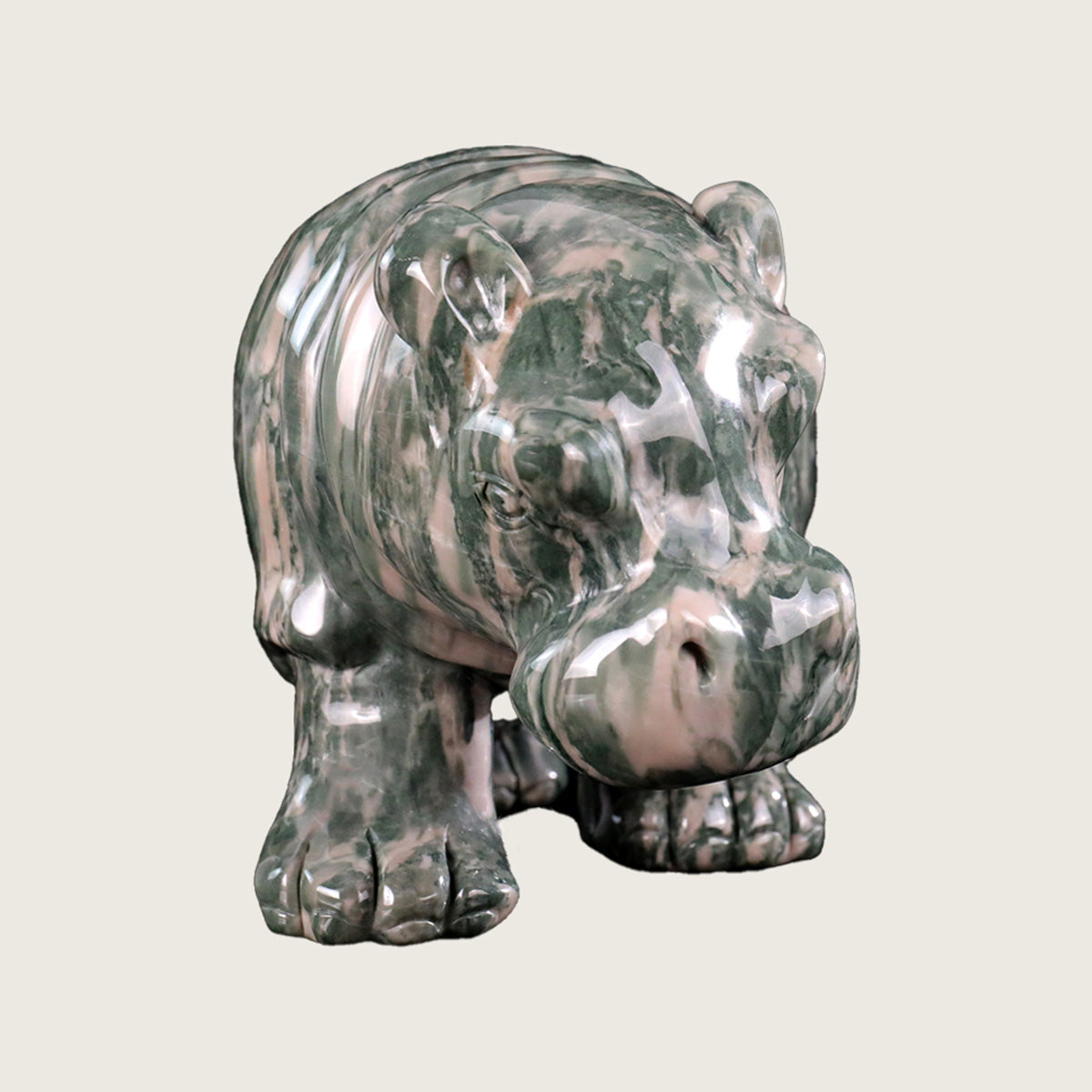 10.0" Jiulong Jade Hippo Carving  #CTC0058