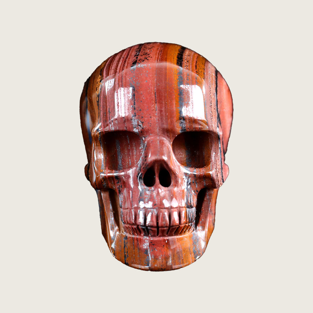 3.0" Tiger Iron Crystal Skull Carving  #SKHTI3001