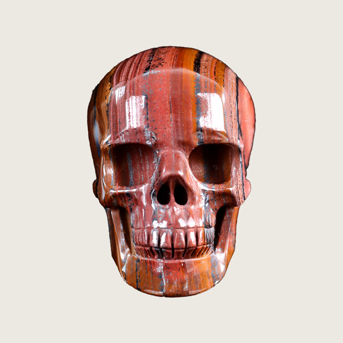 3.0" Tiger Iron Crystal Skull Carving  #SKHTI3001