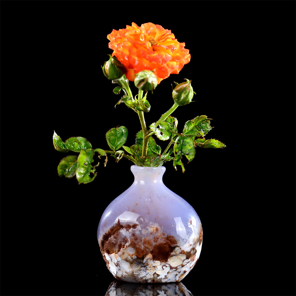 2.5" Blue Chalcedony Crystal Vase Carving  #CHA0039